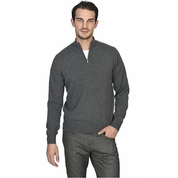 State Cashmere Half Zip Mock Neck Pullover 100% Pure Cashmere Polo Sweater XL - Picture 2 of 10